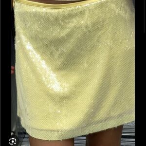 Zara yellow sequin mini skirt